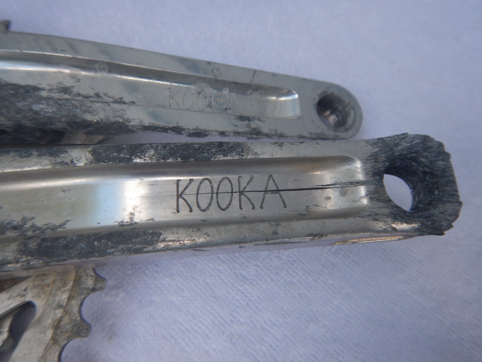 Vintage Kooka Triple 175 Mountain Bike Cranks Crankset TRASHED AND CRACKED