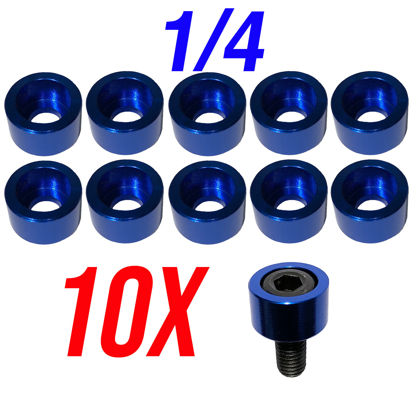 Hex Head Allen Bolt Cup 10X Washers Engine Dress up Hex Red Blue 1/4″ 5/16″ 3/8″