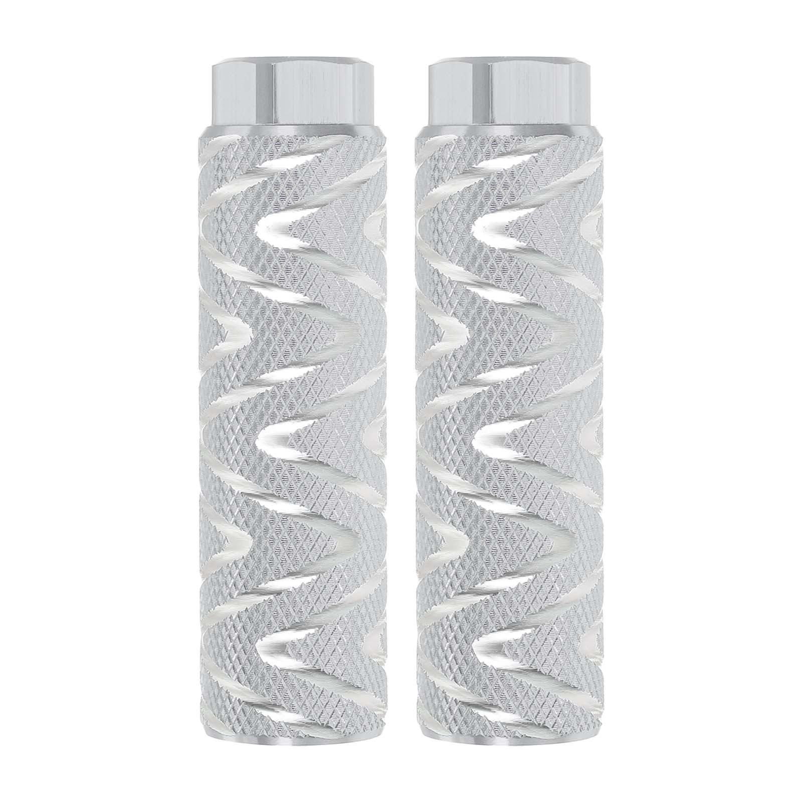 2 Pack Aluminum Alloy Bike Pegs Anti-Skid Fit 3/8 Inch Axles with Stripe White
