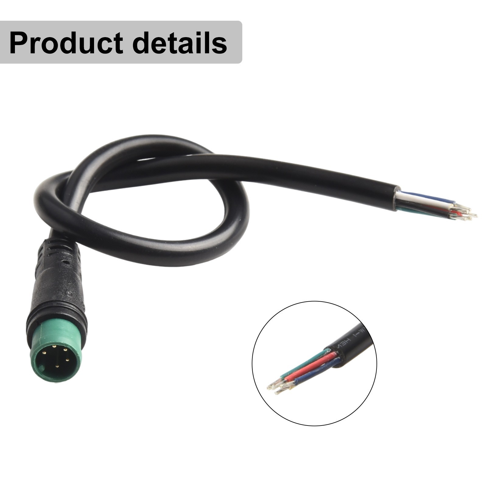 Extension Cord 22cm Black 2/3/4/5/6 Pin Cable Waterproof Connector Signal Line