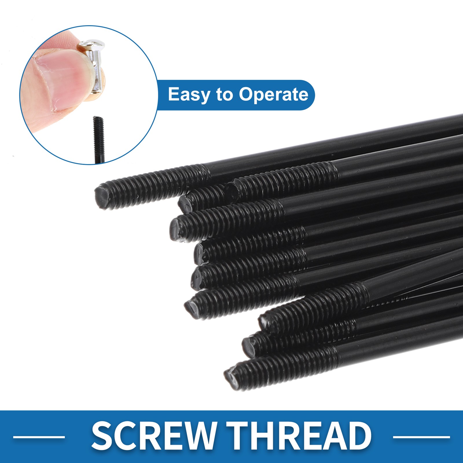 1 Set 14G 130mm Length Bicycle Spokes Nipple 304 Stainless Steel Black Universal