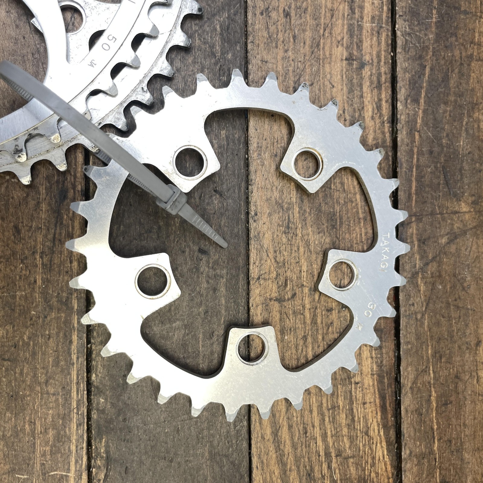 Vintage Takagi 50/46/30T Chainring Set Triple 110/74 BCD 5-Arm Aluminum 80s