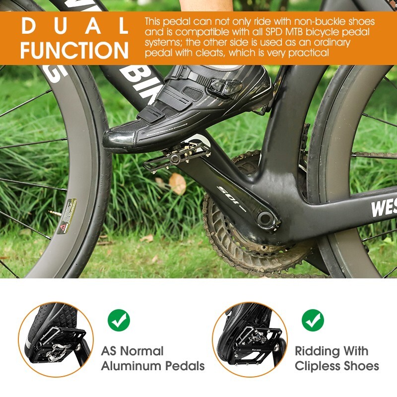 WEST BIKING Aluminum Alloy Bicycle Pedals DU Bearing SPD Bike Clipless Pedals