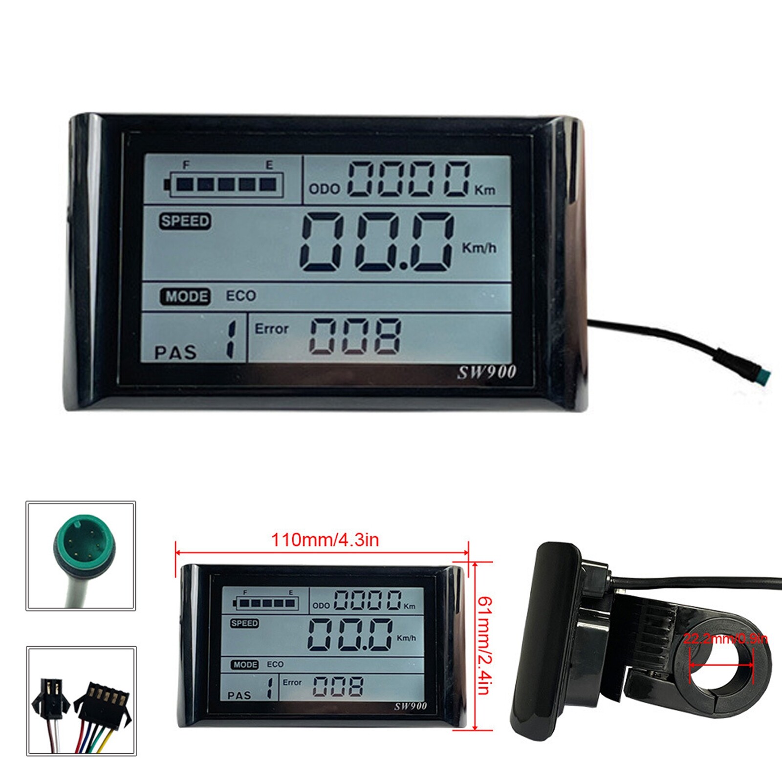 SW900 Electric Bicycle Display Meter Control Panel 24/36/48V LCD E-Bike Scooter