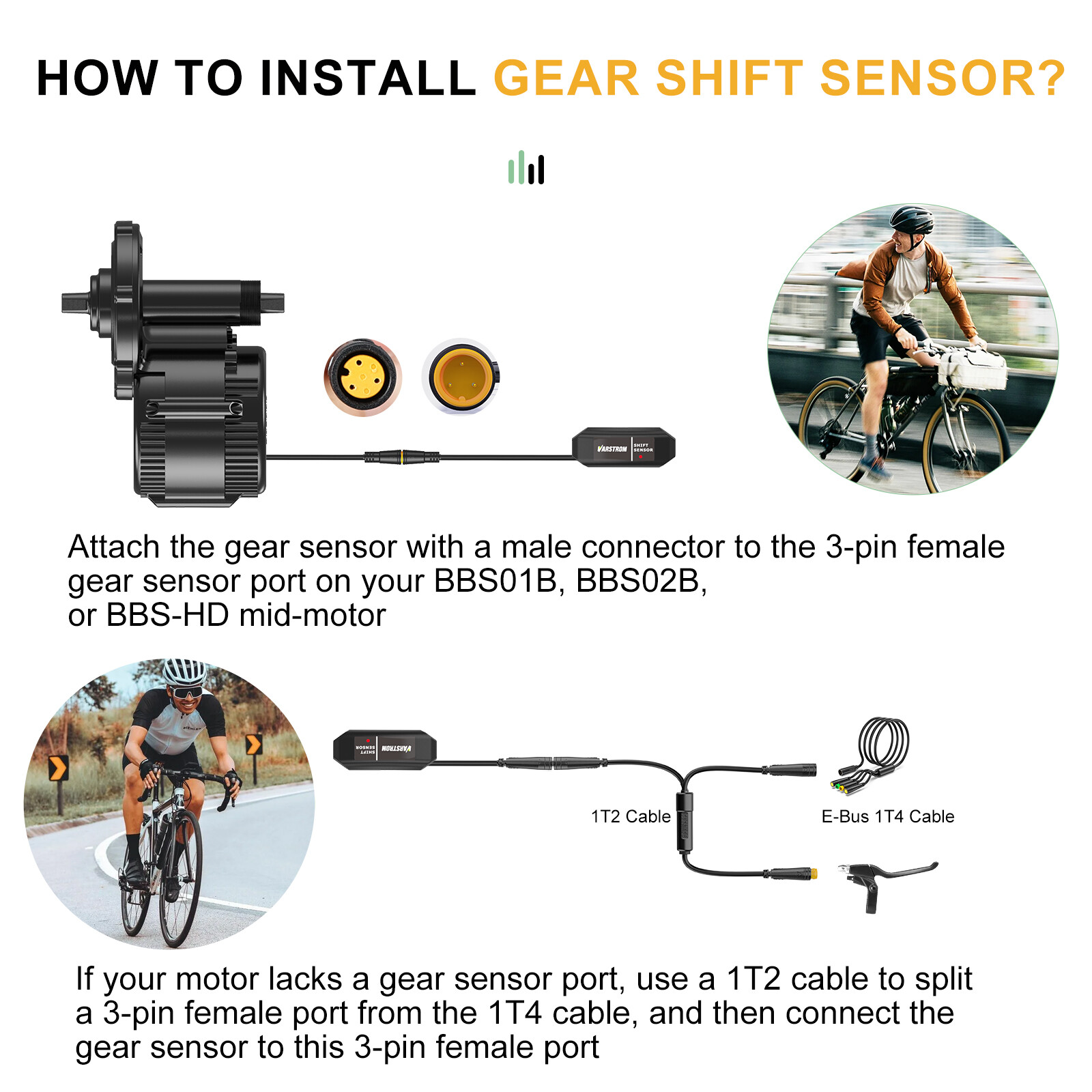 Variable 1T2 Cable Speed Shift Gear Sensor for Bafang eBike Mid Drive Motor Kits