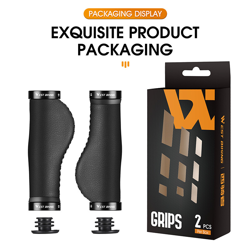WEST BIKING Leather Bike Grips Lock-on Cycling Bicycle Handlebar Grips Black