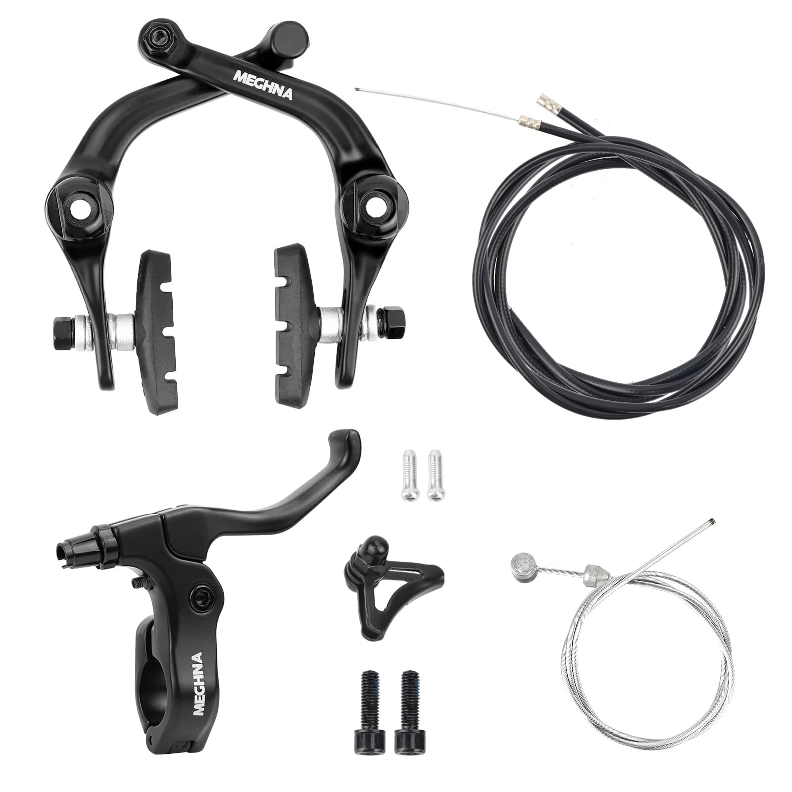 BMX Rear Aluminum Alloy Rim Brake Set，Bike U Brakes 900MM/950MM, Black
