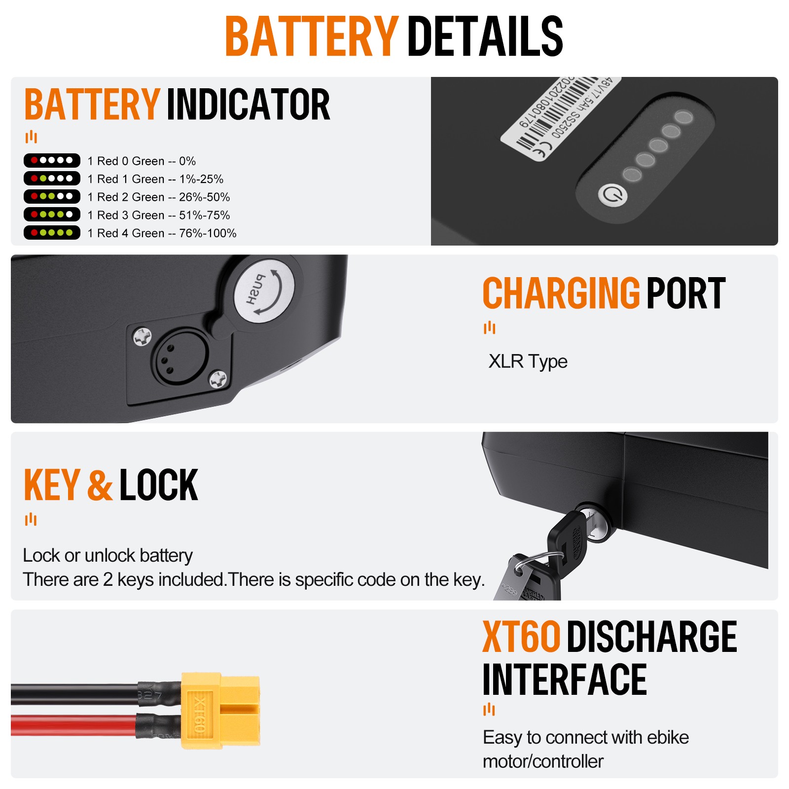 48V Electric Bicycle Ebike Lithium Battery Rechargeable 18.2Ah