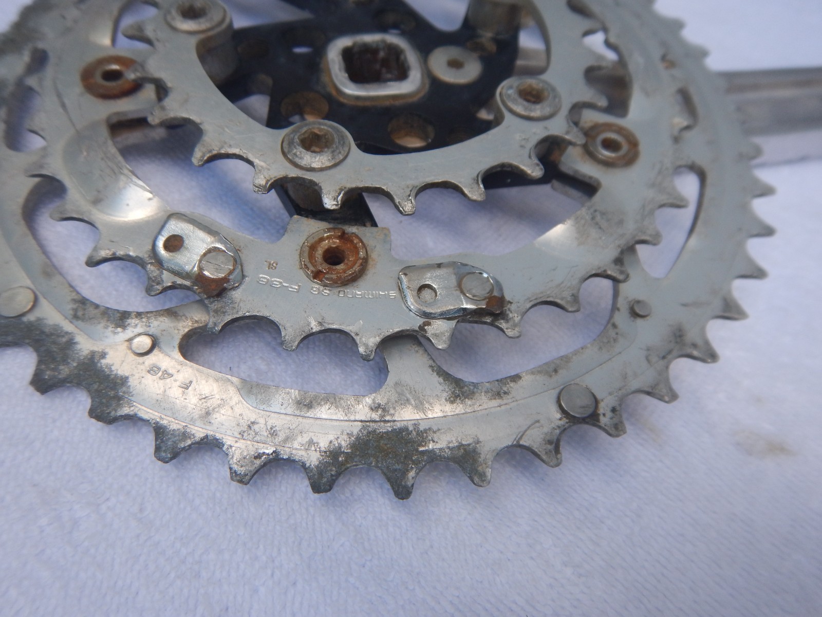 Vintage Kooka Triple 175 Mountain Bike Cranks Crankset TRASHED AND CRACKED
