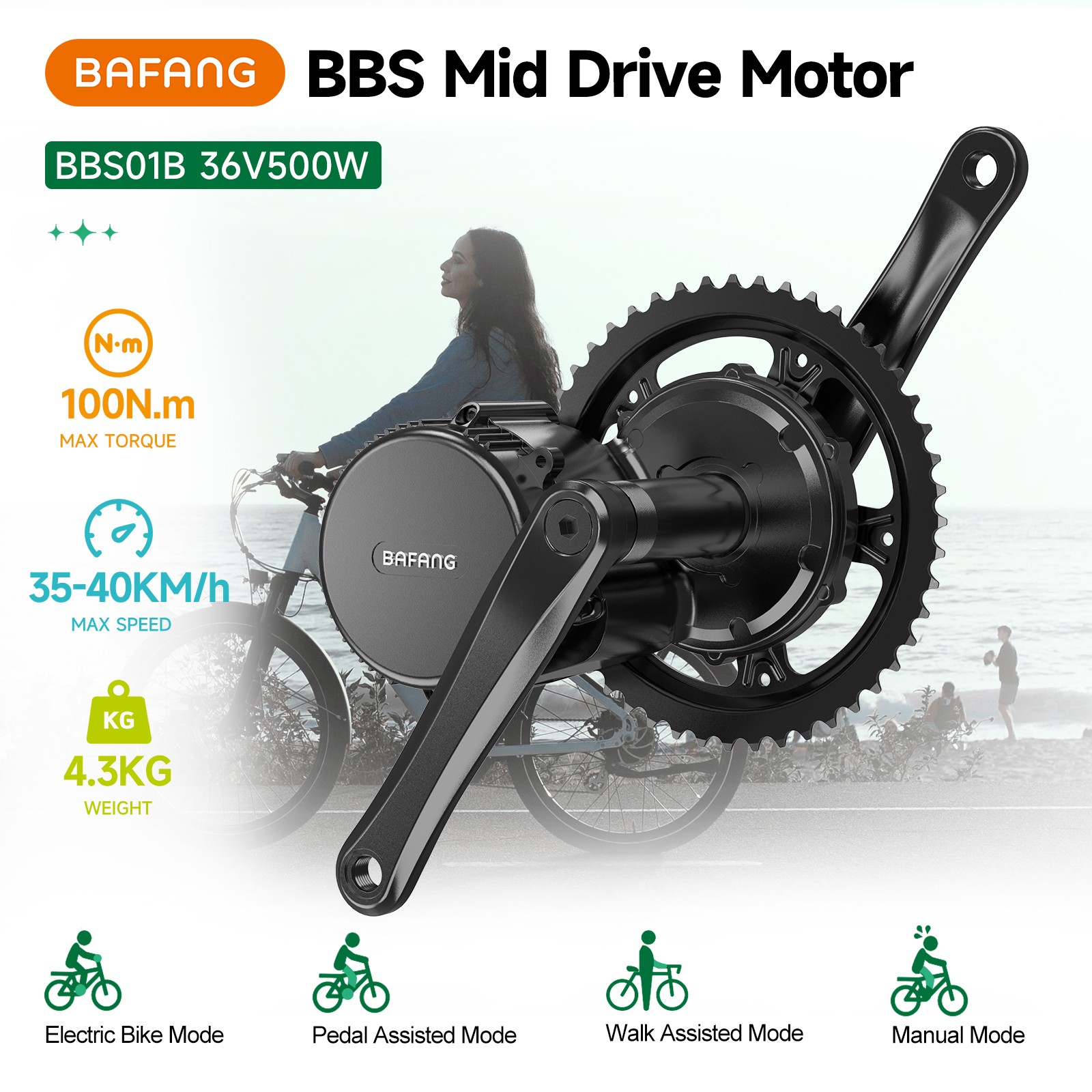 Bafang BBS02B 36V500W68-73 mm Mid Drive Motor eBike DIY Conversion Motor Kits