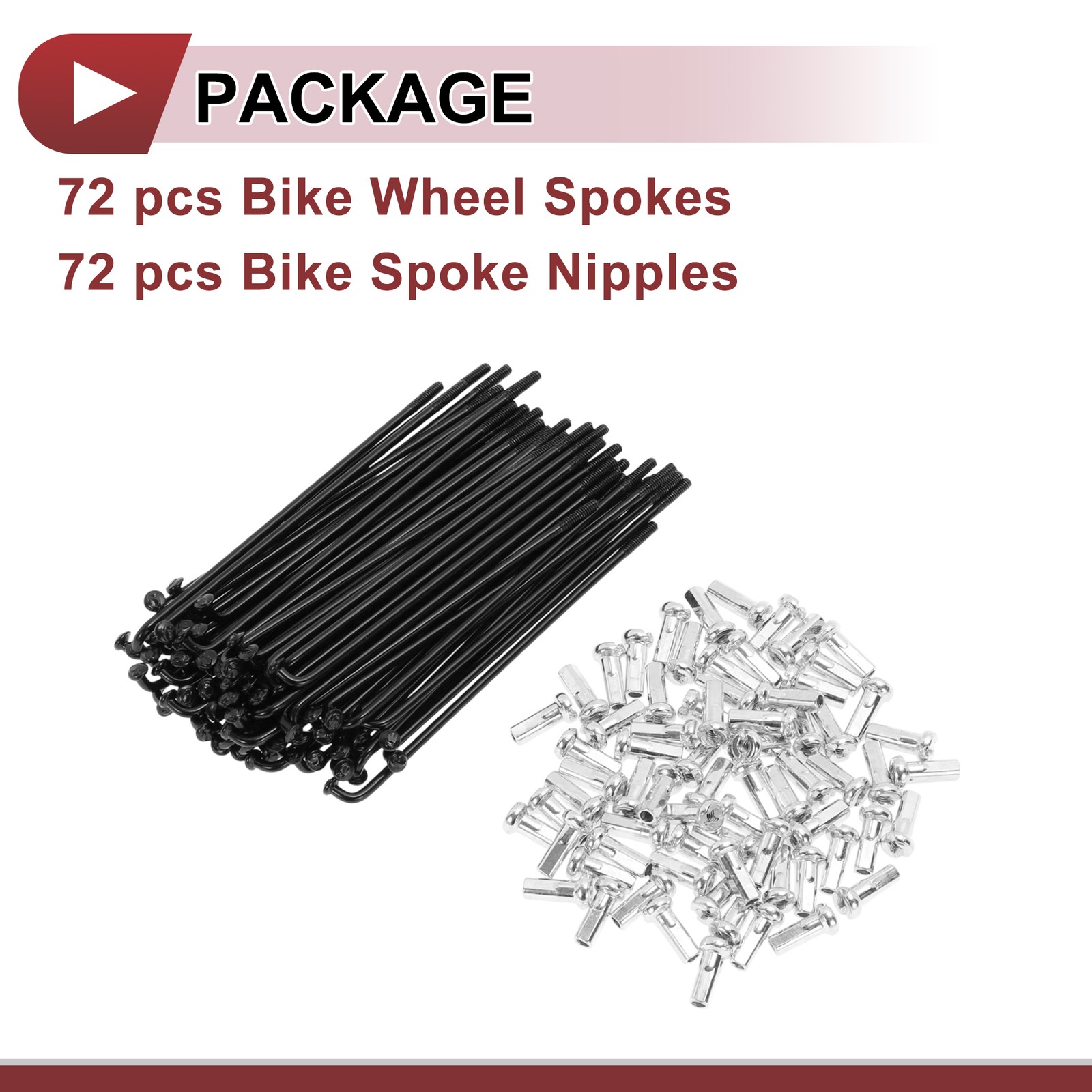 72 Set 14G Bicycle Spokes 78mm Bike Wheel Spokes Carbon Steel Black