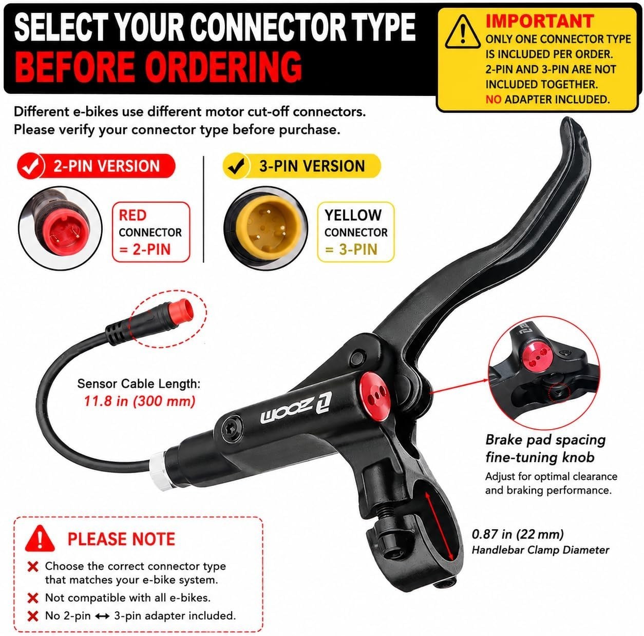 Zoom eBike Hydraulic Brake Upgrade Kit | 2/3 PIN M