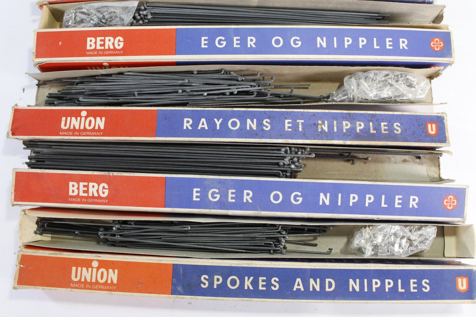 (10) Berg Union Bike Spokes/Nipples Boxes Assorted Sizes NOS 1980s Germany