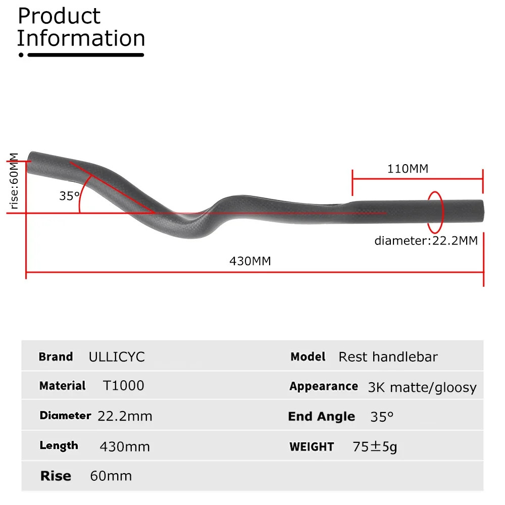 Road Bike Triathlon Time Trial 3K Full Carbon Rest TT Handlebar Matte/Glossy