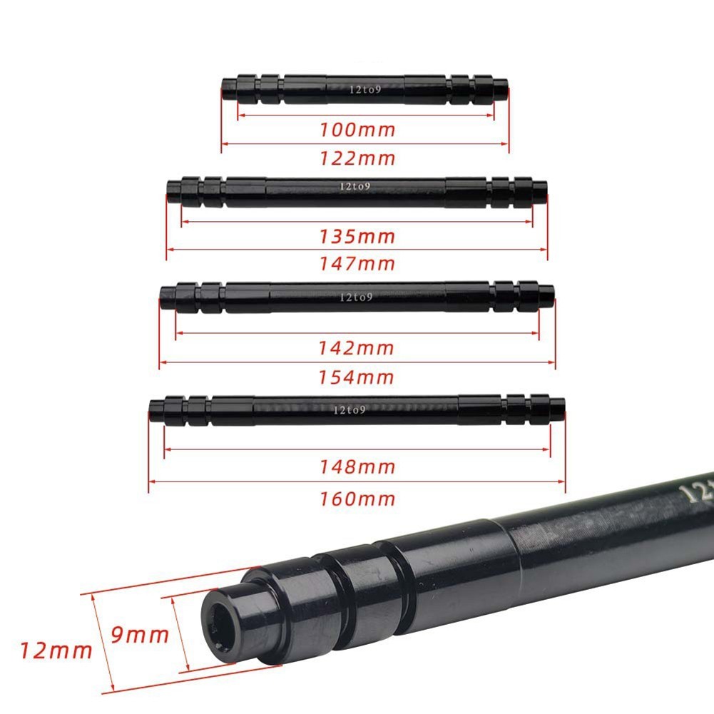 Bicycle Thru Axle Adapter 1215mm to 9mm QR for MTB Road Bike Front Rear