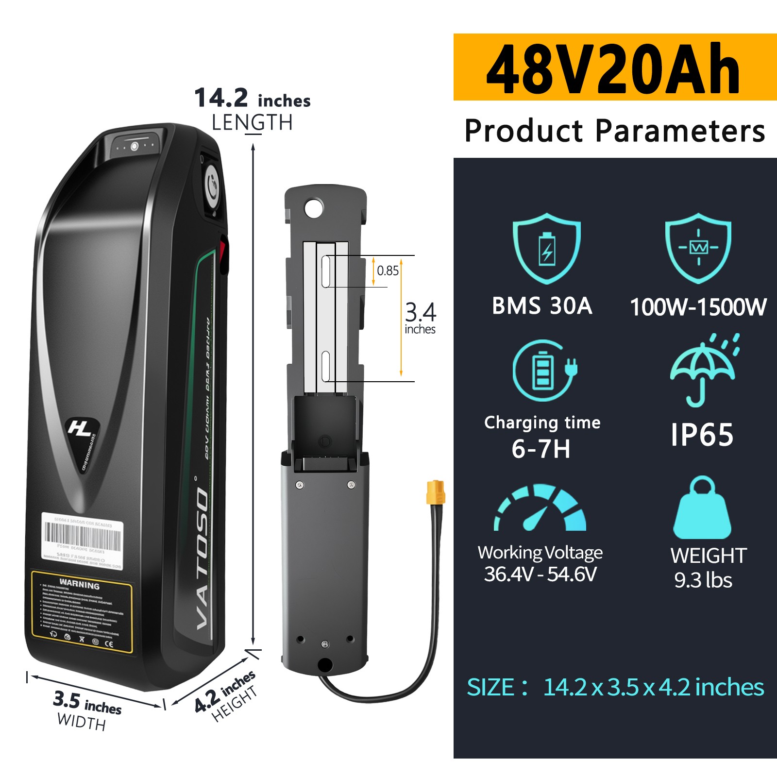 Upgraded 48V Lithium Battery , for Electric Bikes,Scooters Motors( 200W-1200W )