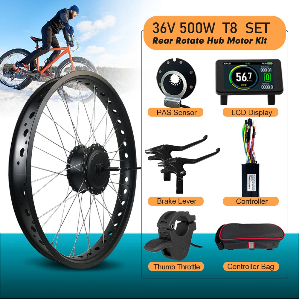 Snow E-bike Conversion Kit 36V 48V 500W Rear Rotate Hub Motor Wheel 20 24 26inch