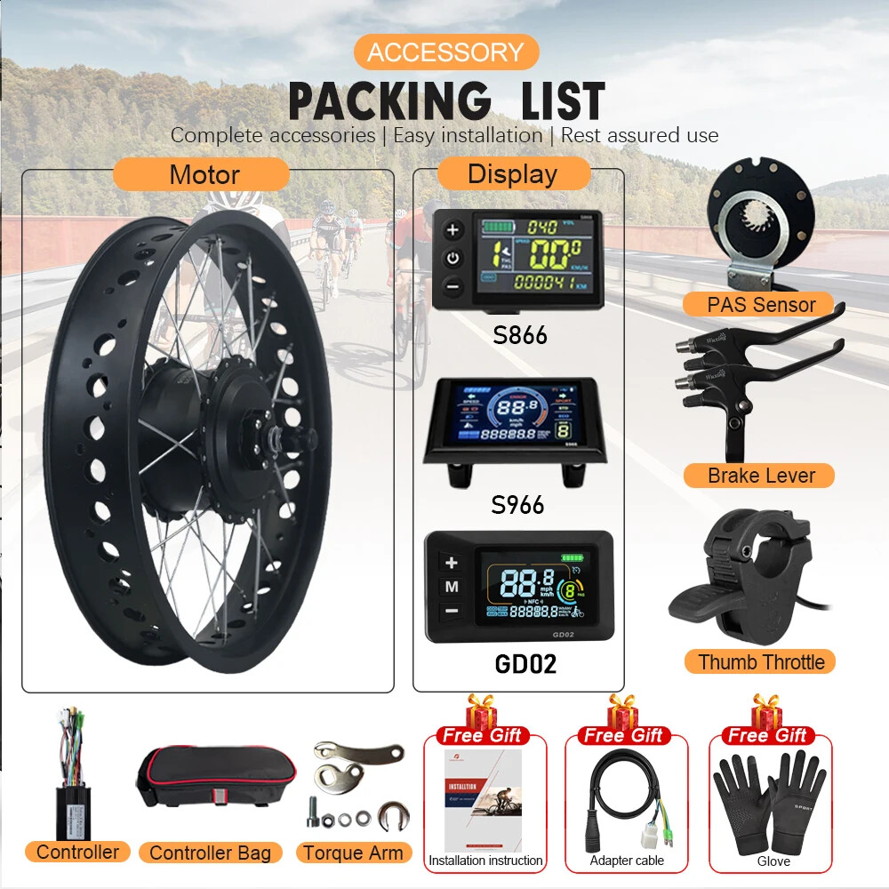36V 48V 500W 20/24/26in Snow E-bike Fat Tire Brushless Rear Cassette Hub Motor