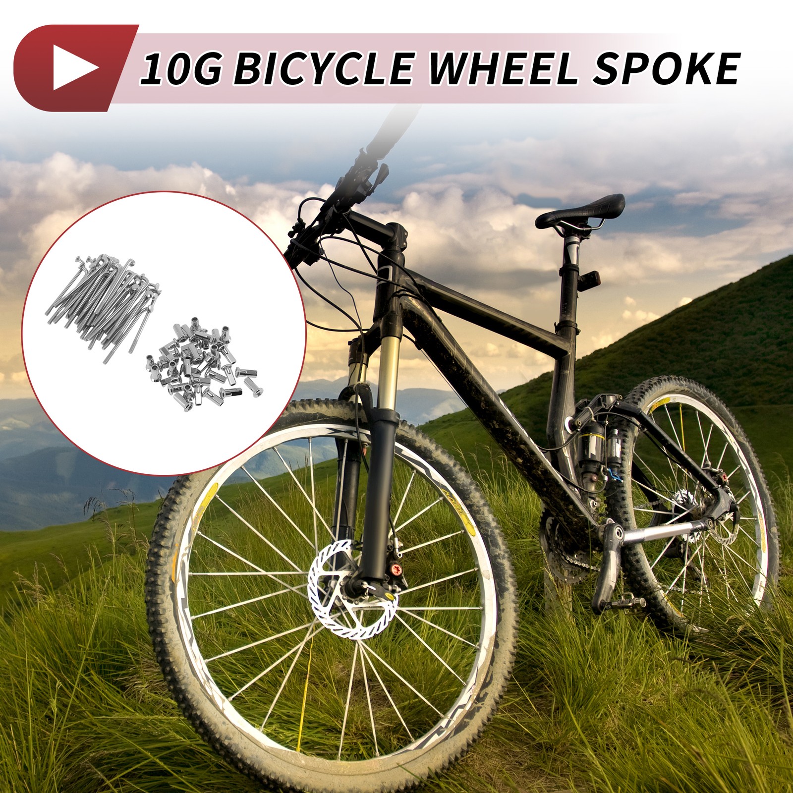 10G J Bend Bicycle Spokes 55mm Bike Wheel Spokes with Nipple Silver Tone 36 Set