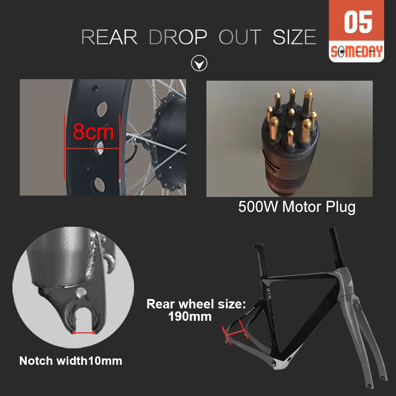 20/26in 36V 48V 500W Rear Cassette Hub Motor for Snow Fat Bike Conversion Kit