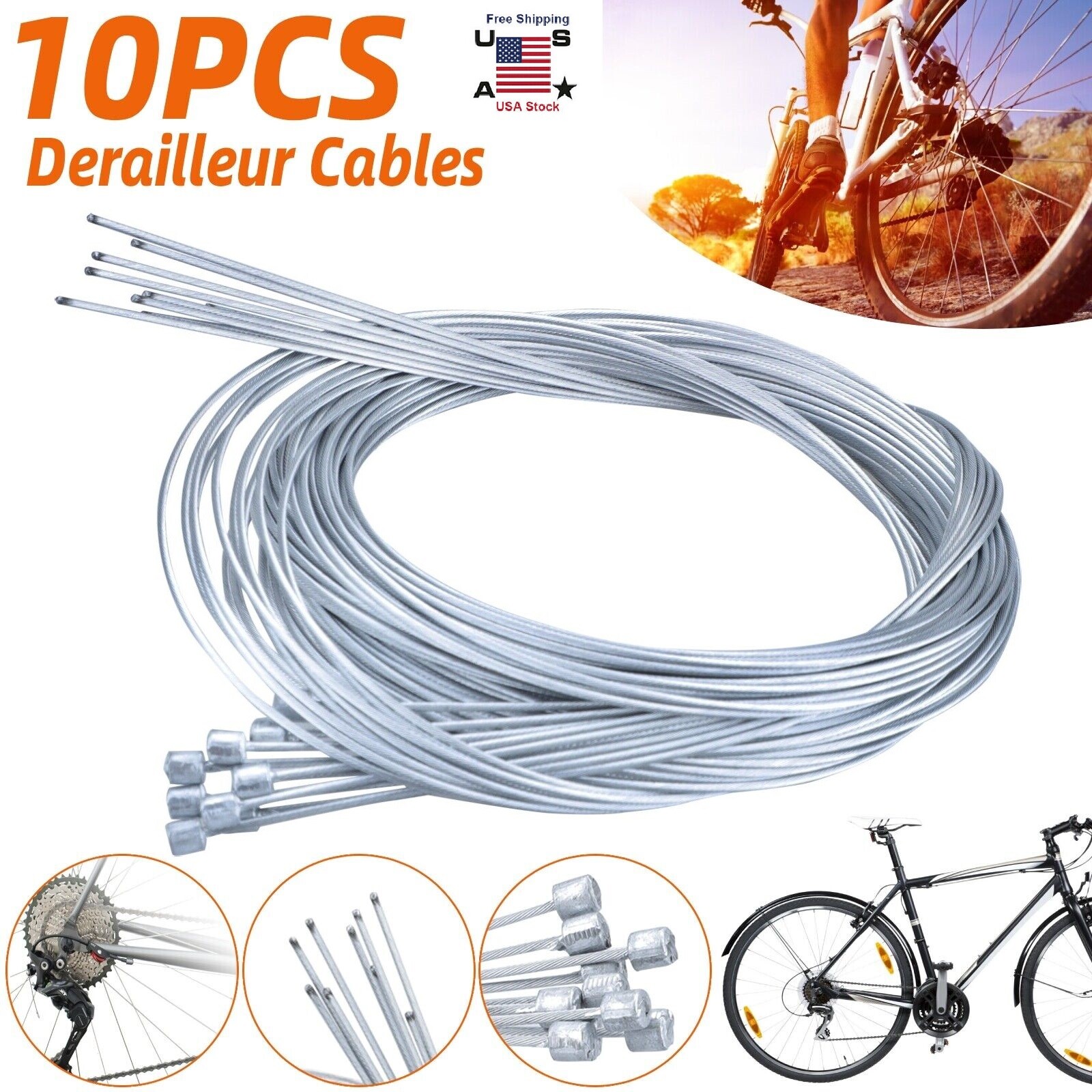 10× Bicycle Shift/Brake Shifter Derailleur Gear Stainless Steel Inner Cable Wire