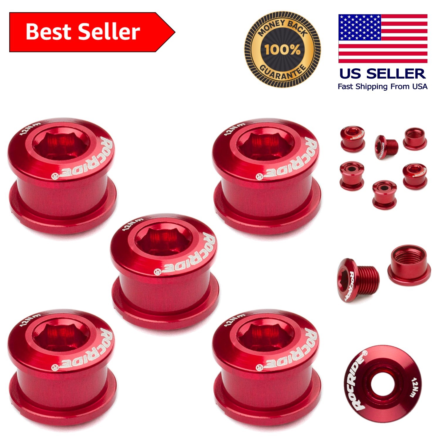 Versatile 5-Piece Chainring Bolt Set in Aluminum & Steel – Strong & Stylish