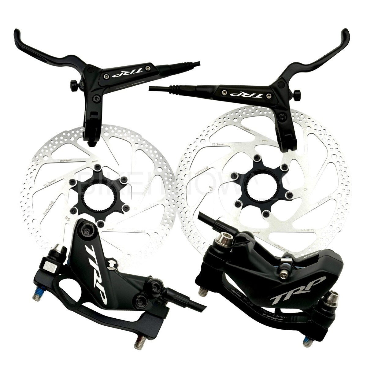 TRP HD-M846 DH-R EVO 4-Piston Hydraulic Disc Brake Set Black 203+180 Rotors F+R