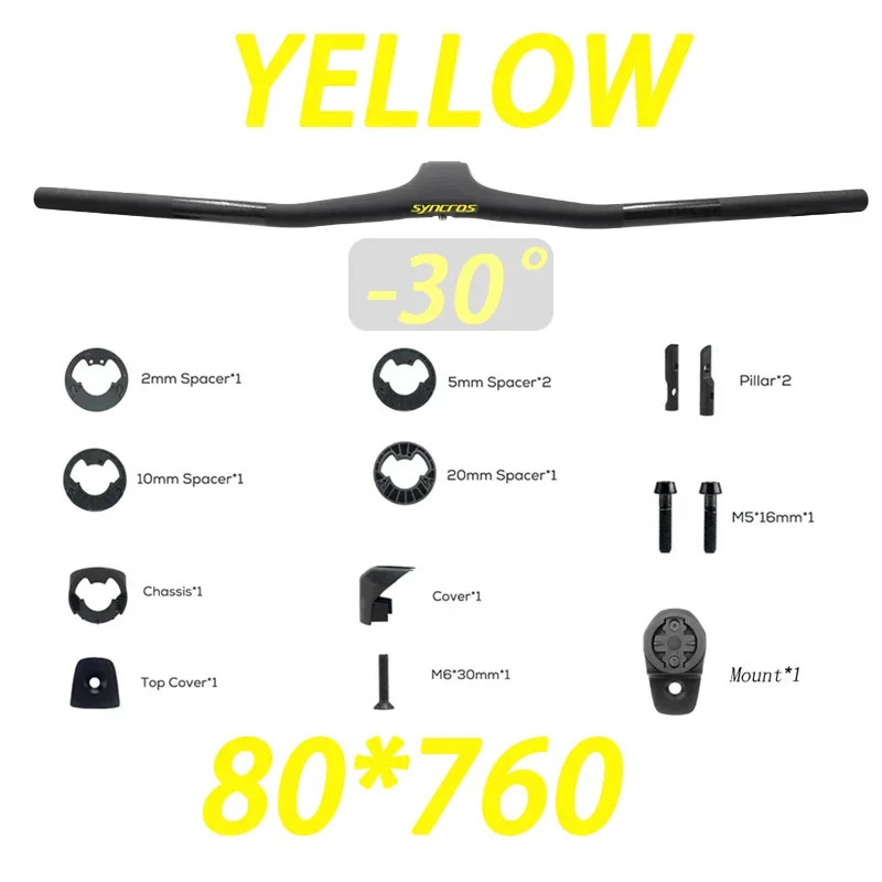 -30° MTB Bicycle Carbon Integrated Handlebar 70-100mm Full Internal Routing