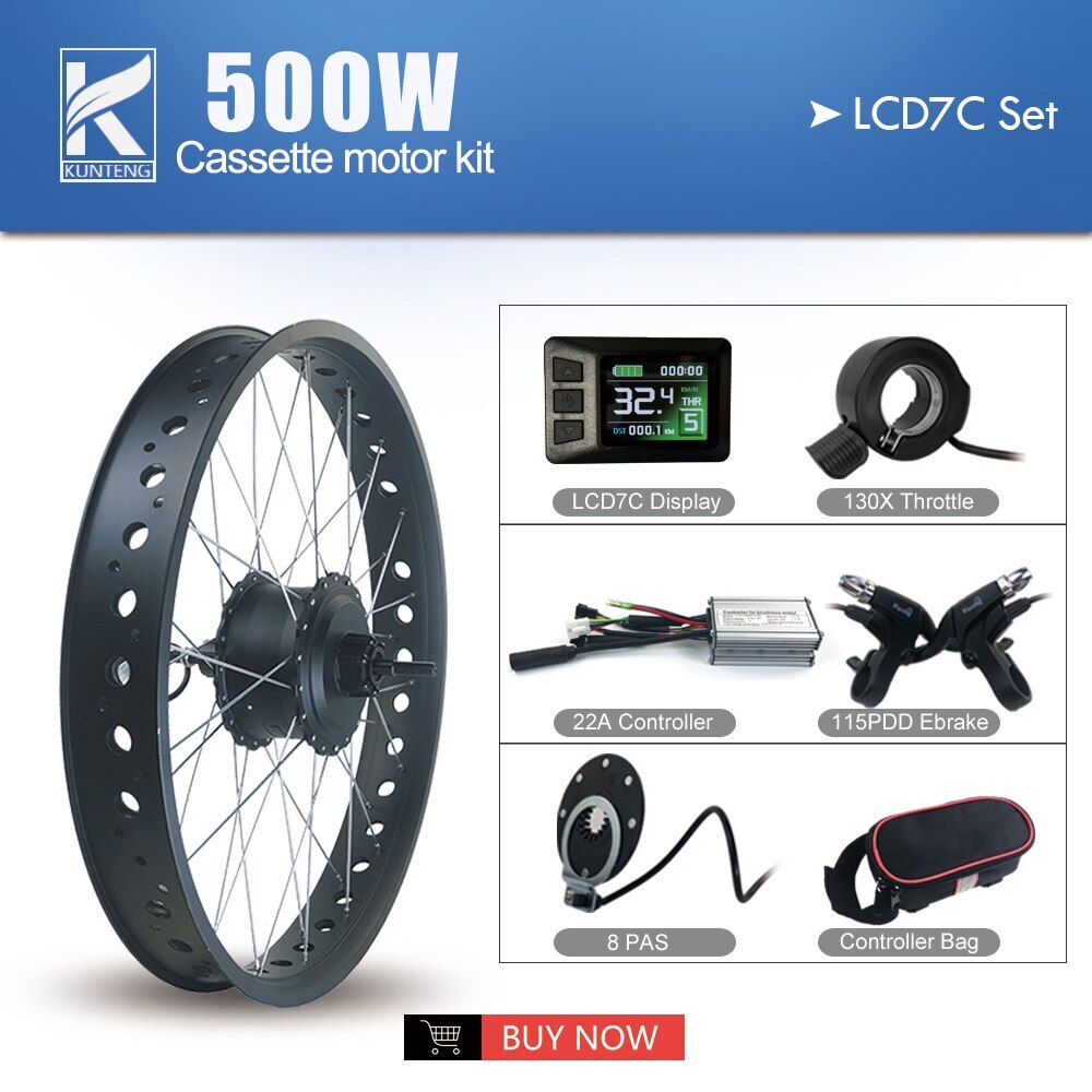 EBike Conversion Kit 36V48V 500W Rear Cassette Hub Motor Wheel 20 26”×4.0 Wheel