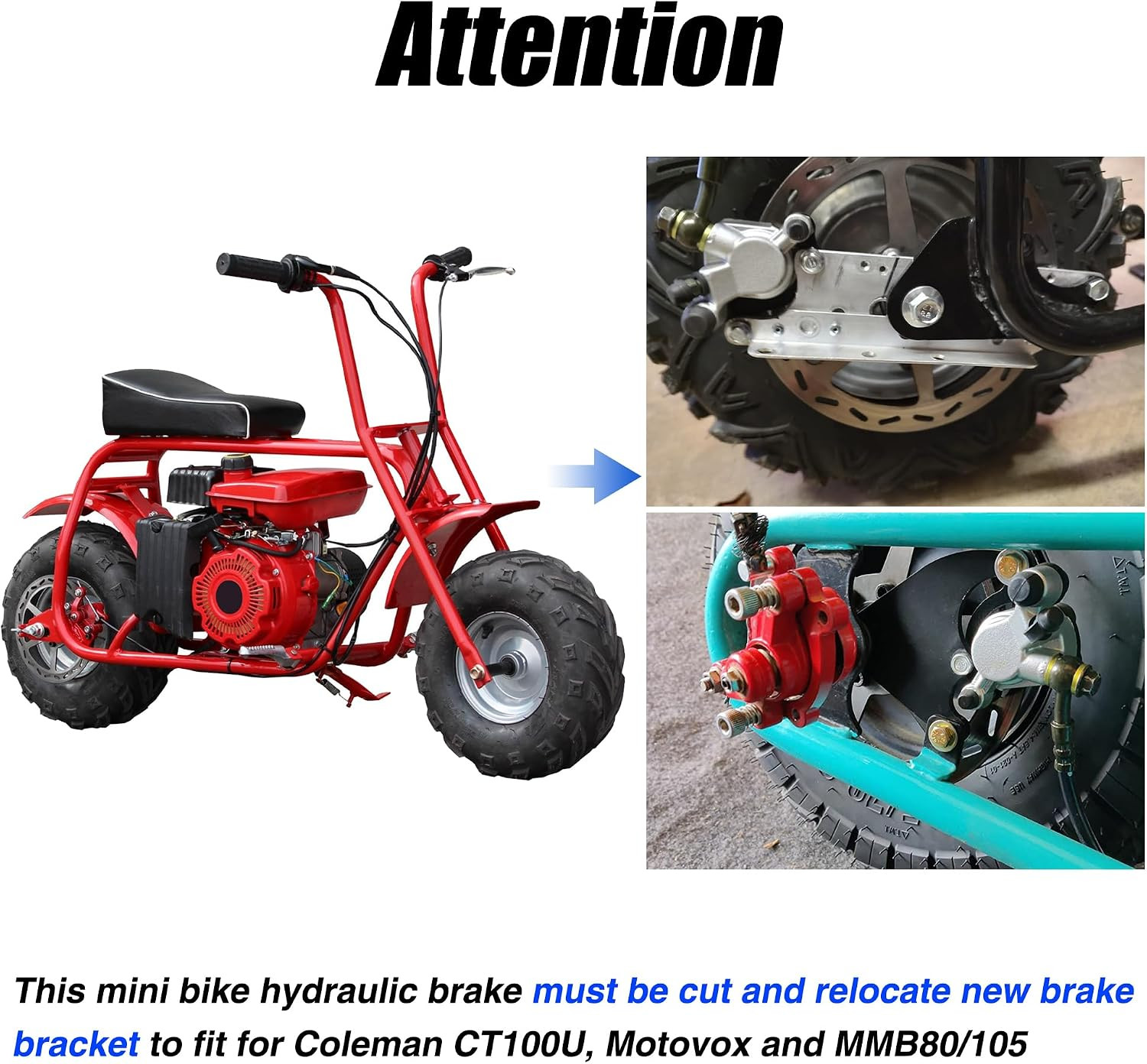 Mini Bike Hydraulic Brake Kit with 180Mm Mini Bike Rear Disc Brake Rotor Replace