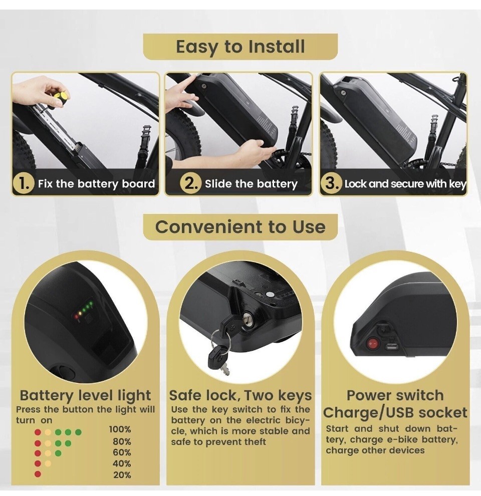 48V 500W 750W 1000W 1500W Hailong Ebike Battery Electric Bike Lithium kit 5-Pin