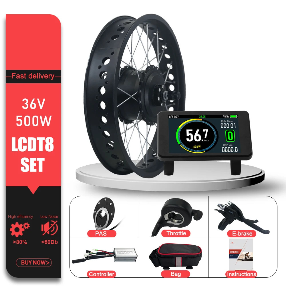 Snow E-bike Fat Tire Conversion Kit 36V 48V 500W Front Brushless Hub Motor Wheel