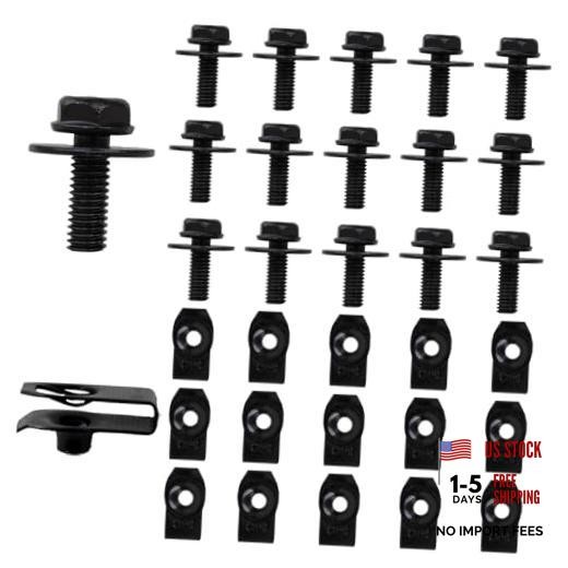Car Bolts M6-1.0 Hex Head Body Bolts&Extruded U-Nuts Kits, Bumper 30 count