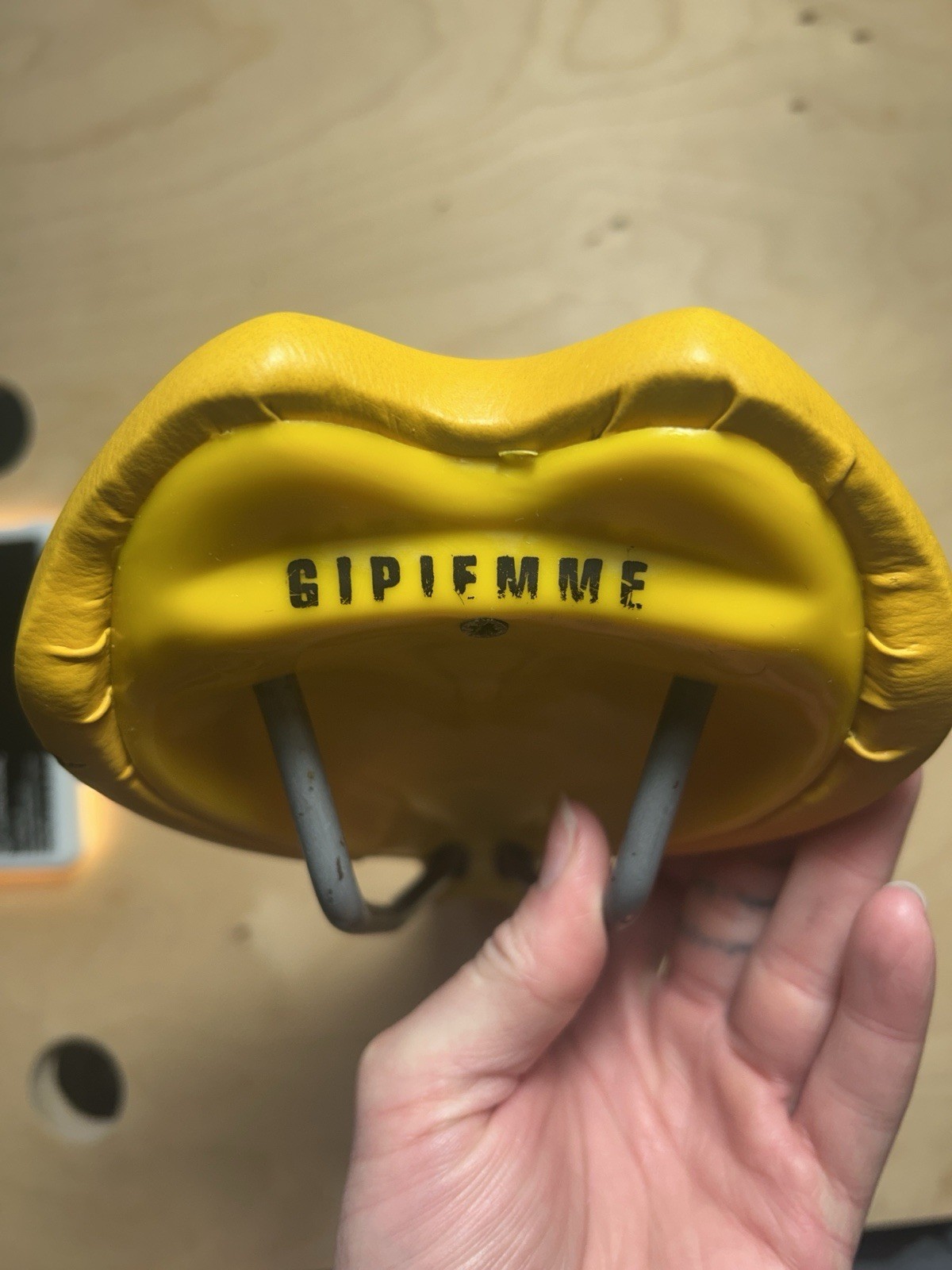 Gipiemme GPM Vintage Italian Saddle Yellow Leather Rails