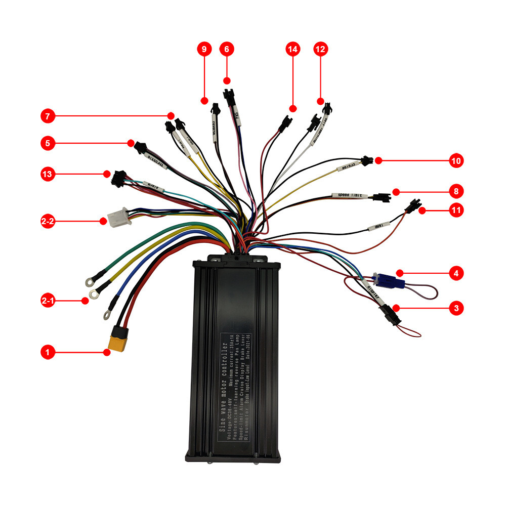36V 48V 52V 35A 750W-1500W E-Bike 3 Mode Sine Ware Controller+SW900 Display