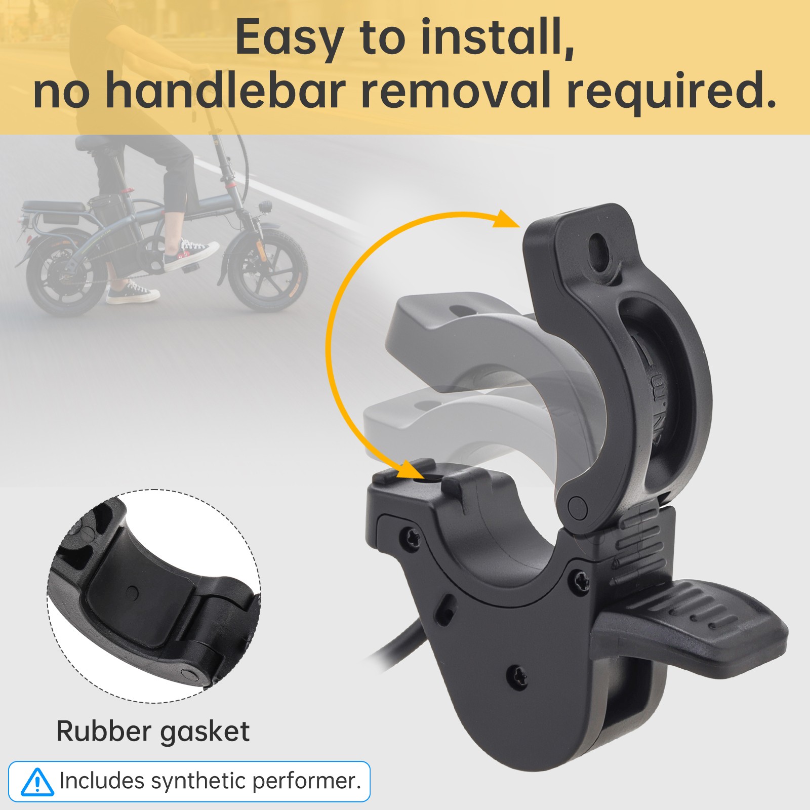 3 Pin Female Thumb Throttle for E-Bikes, IPX4 Waterproof, 24V-72V, Matte Black