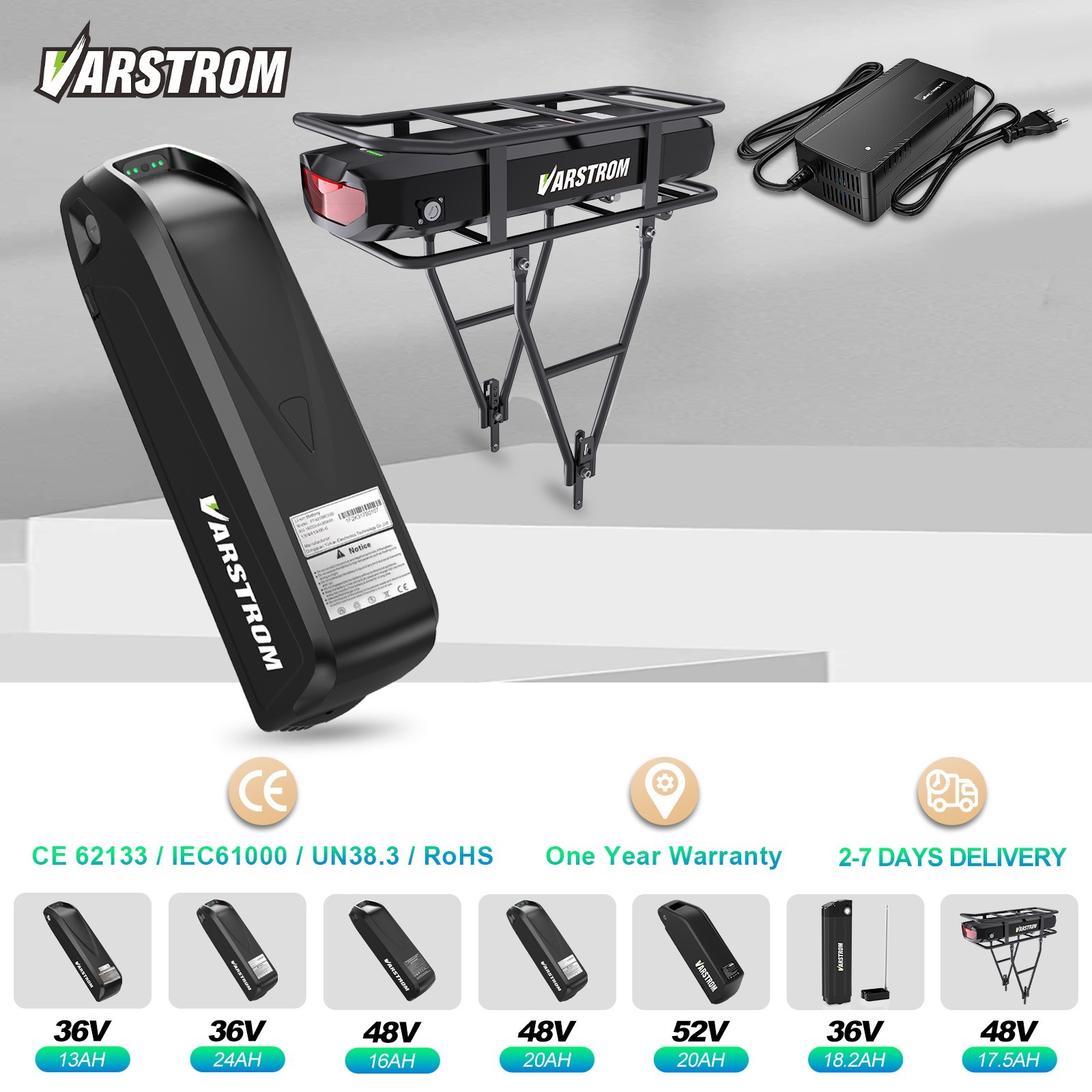 Ebike Battery – 48V13Ah 16Ah 18.2Ah 30Ah 52V 20Ah 25Ah Lithium Ion Bike Battery