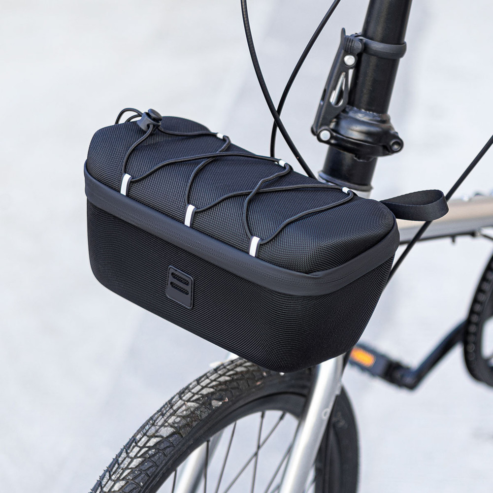 Black Folding Bike Handlebar Bag EVA Hard Shell Front 27 cm x 14 cm x 14 cm