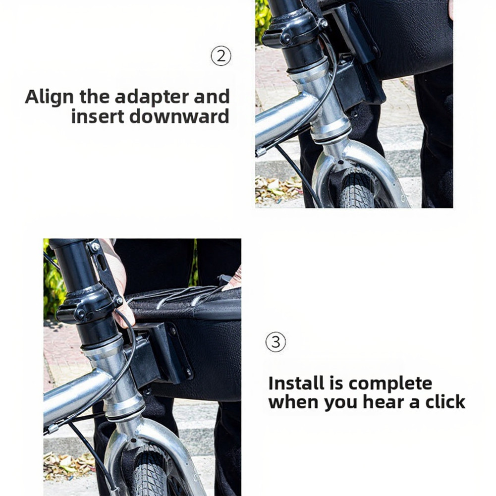 Black Folding Bike Handlebar Bag EVA Hard Shell Front 27 cm x 14 cm x 14 cm