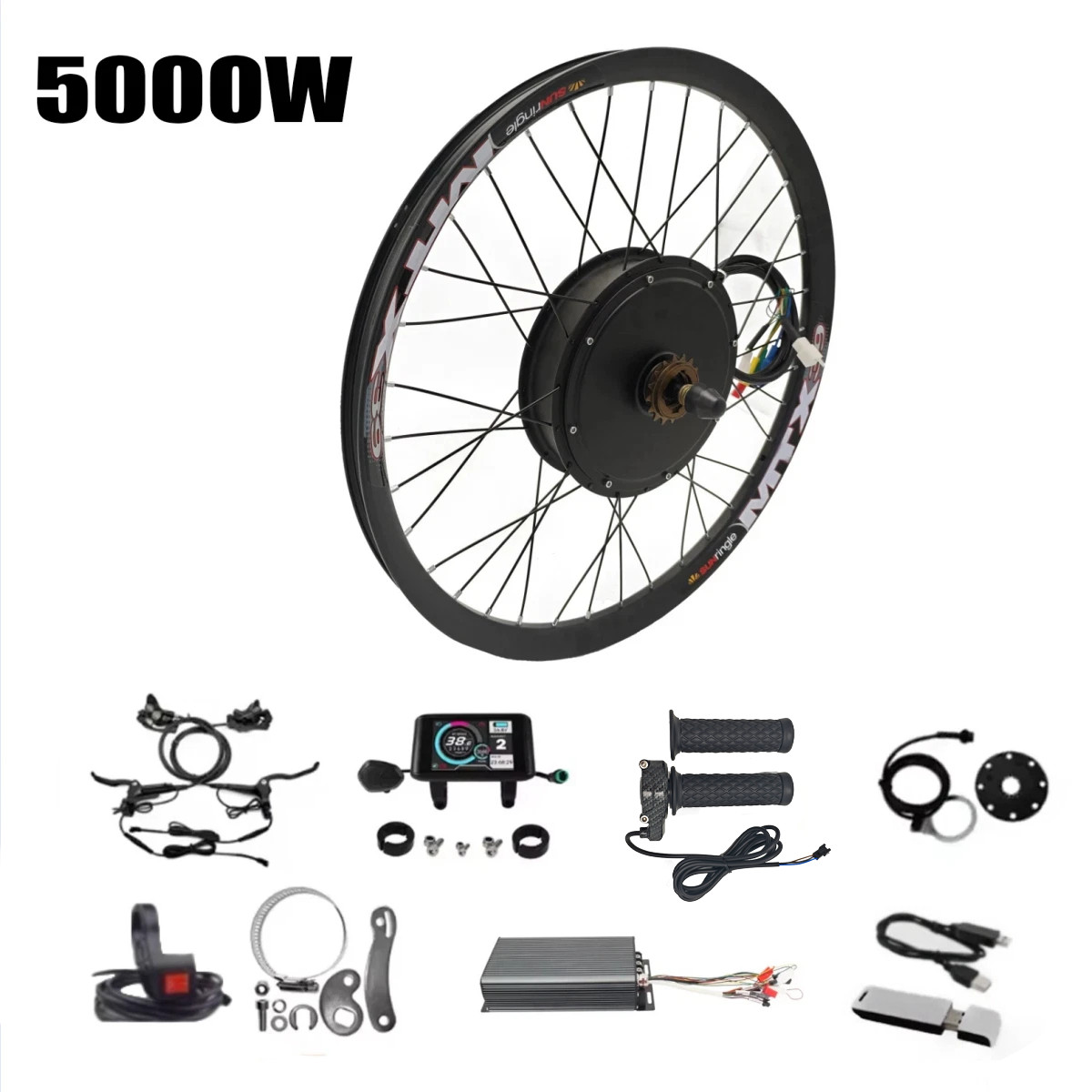 72V 5000W 26″/27.5″/29″MTX39 Rim Ebike Rear Motor Wheel kit with Sabvoton 100A