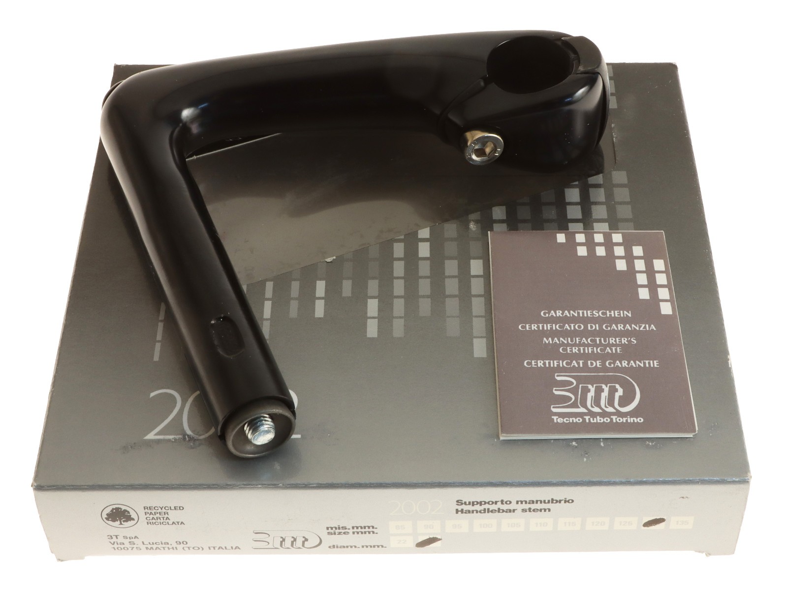 3ttt 1″ 2002 22.2mm Quill Stem 130mm 26mm Clamp Hinged Black -17° NEW NIB NOS