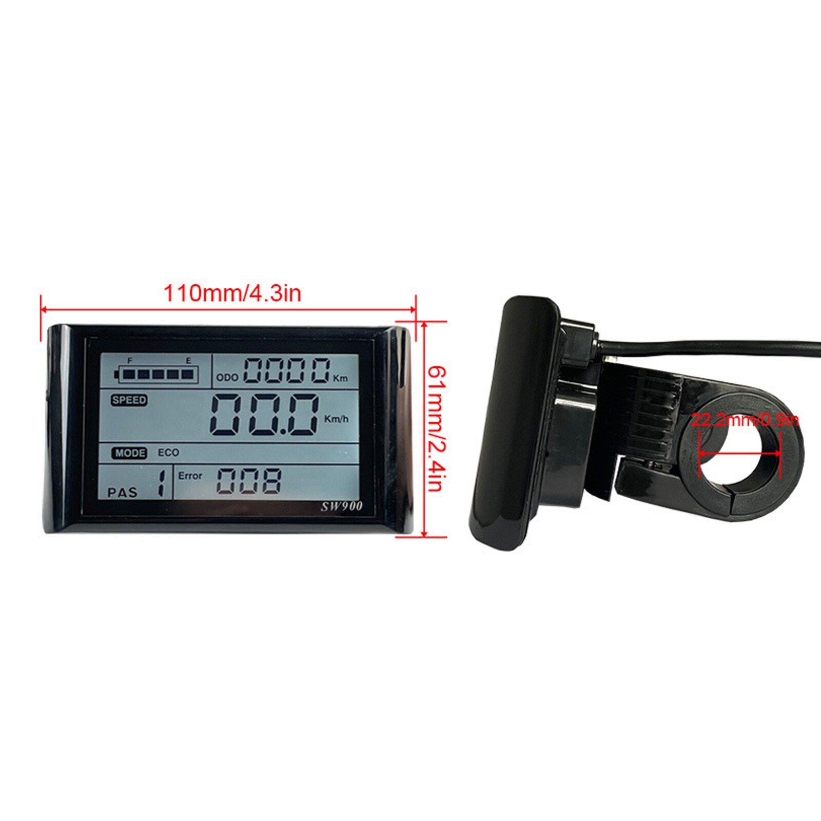 Display Meter Control Panel 24/36/48V LCD E-Bike Electric Bicycle Scooter SW900