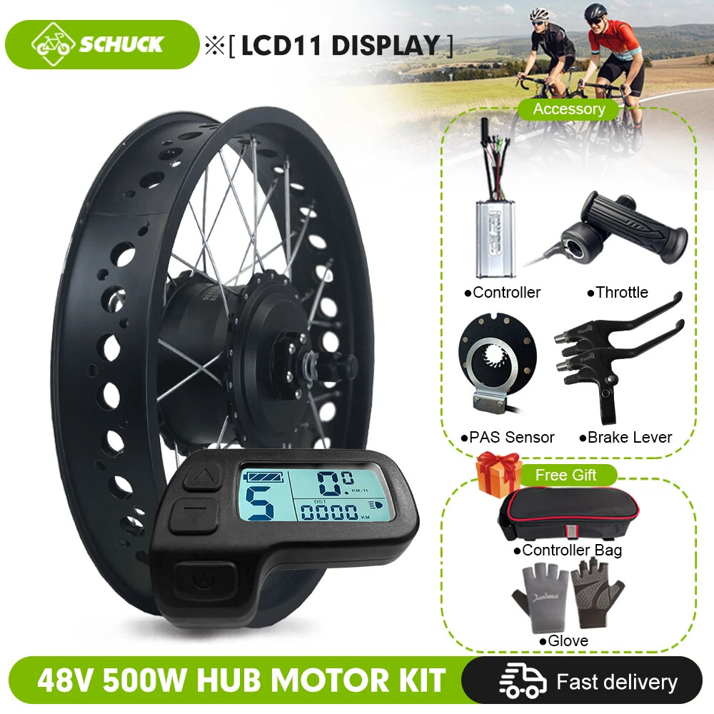 20 26 Inch 36V 48V 500W Rear Cassette Hub Motor Snow E-bike Conversion Kit