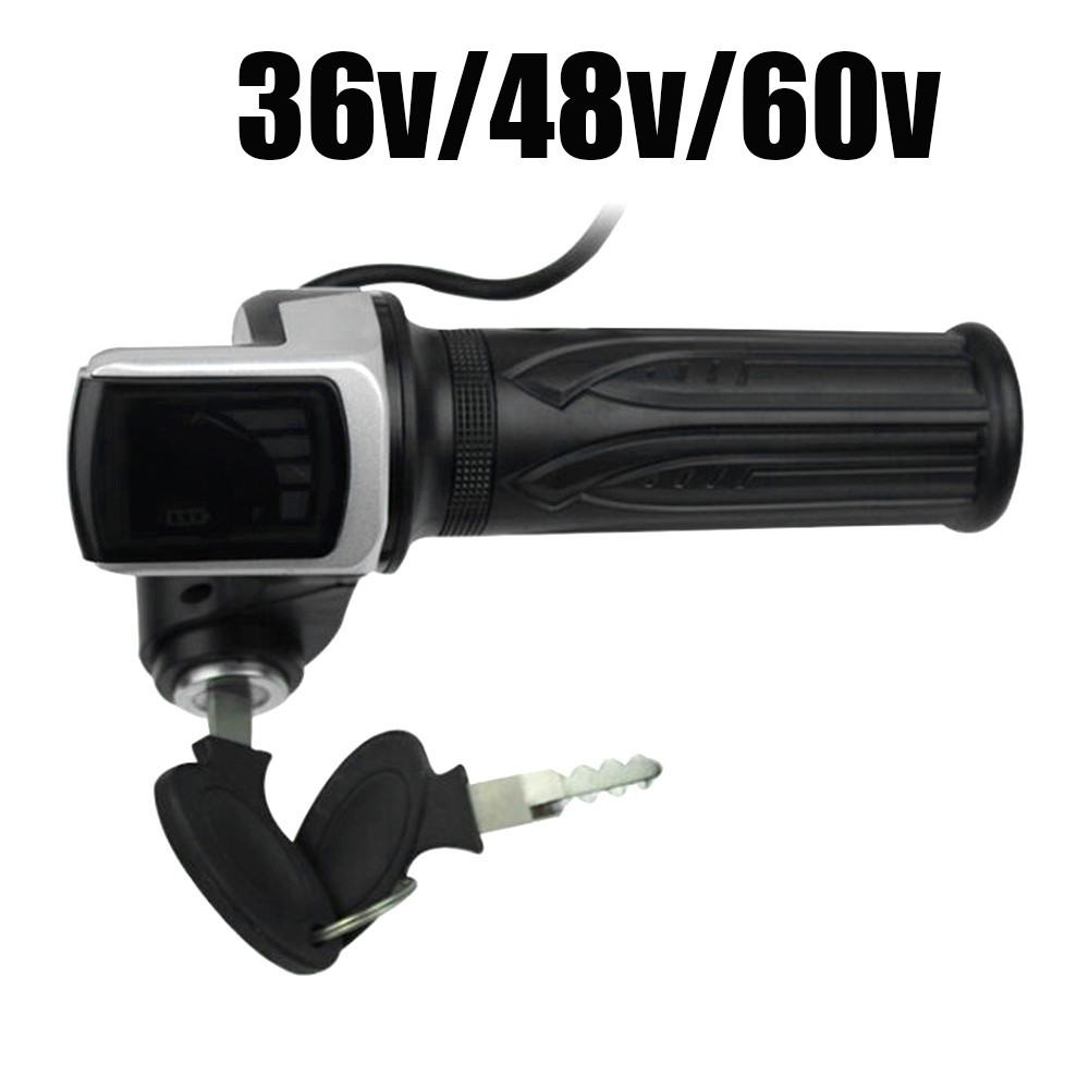 36V 48V 60V Electric Scooter Throttle Grip With Key Lock Power Indicator New