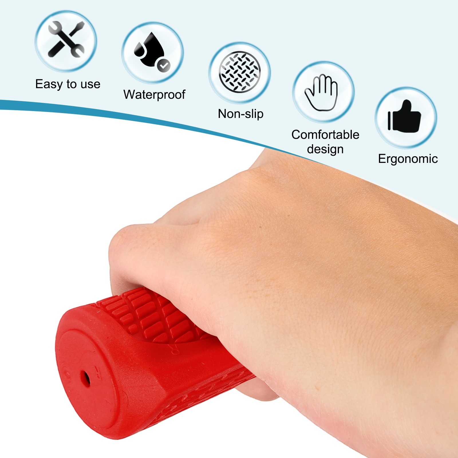 Ergonomic Bike Grips for Bicycle with Wrench 5.3in Diamond-Texture Red