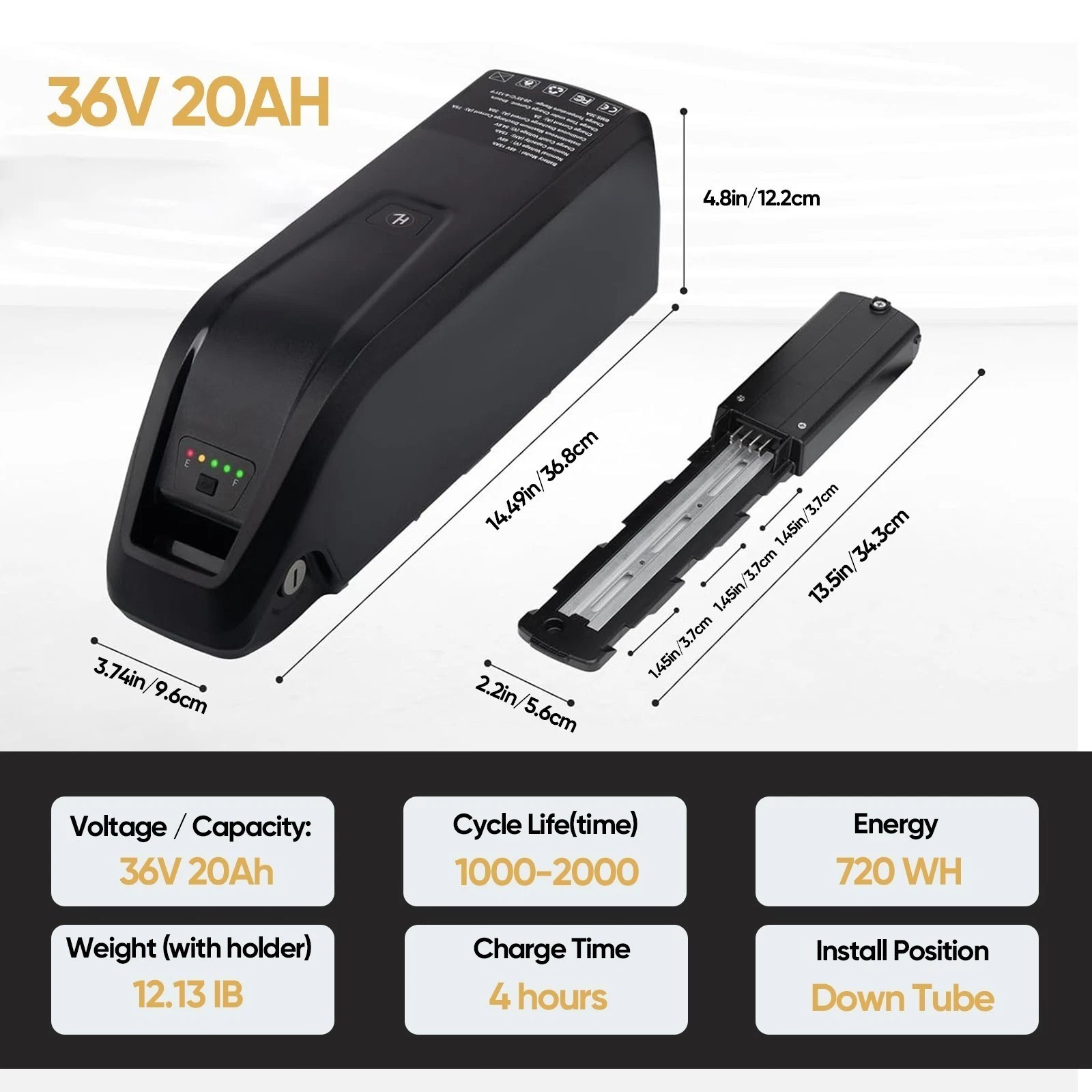 36V Ebike Battery 10Ah/15Ah/20Ah Electric Bicycle Lithium Battery ≤1200W Motors