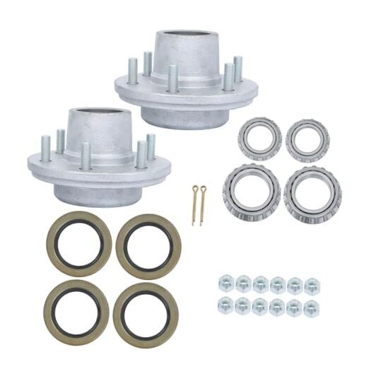 2 Sets 6 on 5.5Inch Galvanized Trailer Hub Kit for 5200-6000lbs Spindle, with