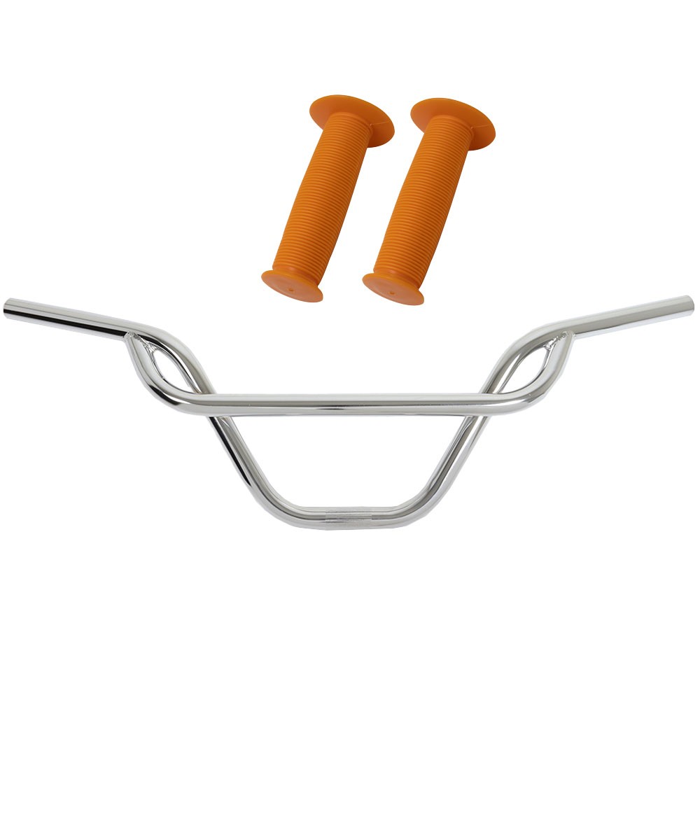 PRO+ 325 Chrome Handlebar & Orange Mushroom Grips