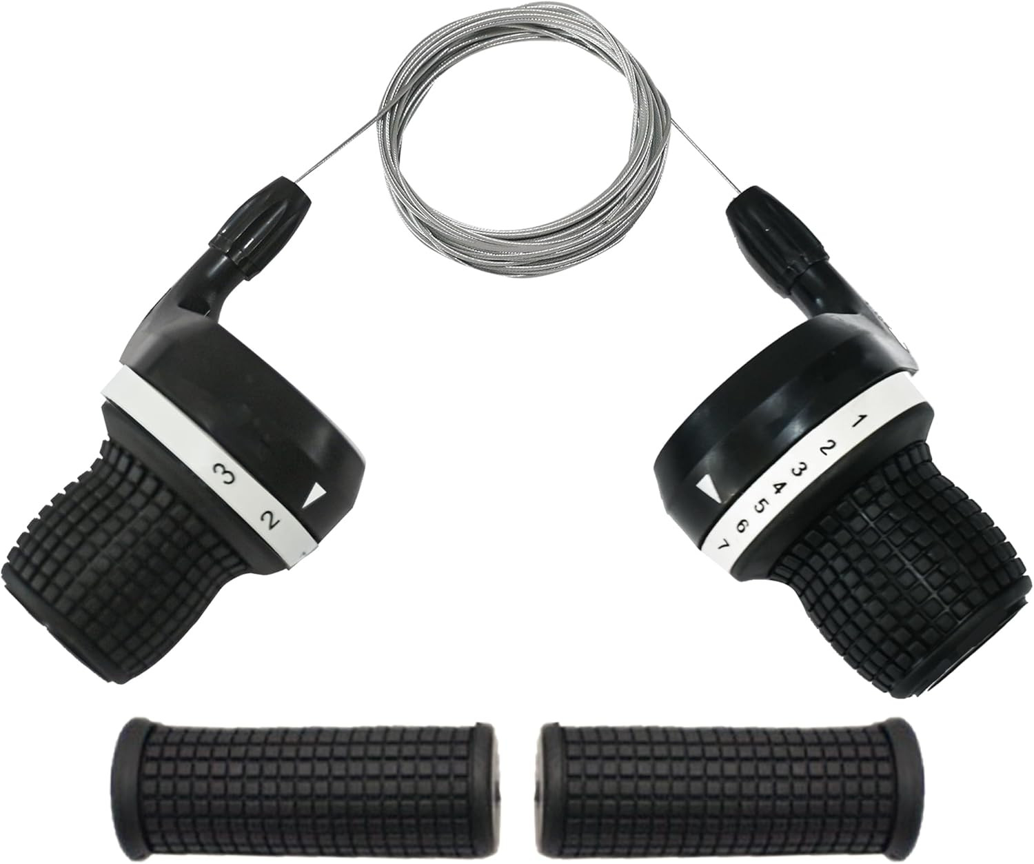 3X7 Speed Bike Shifter Set, 21 Speed Twist Grip Gear Shifters with Cables & Hand