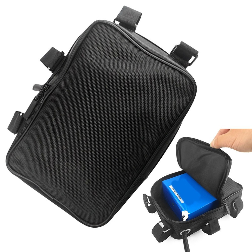 Electric Bicycle Battery Bag with Cable Management and Secure Frame Attachment